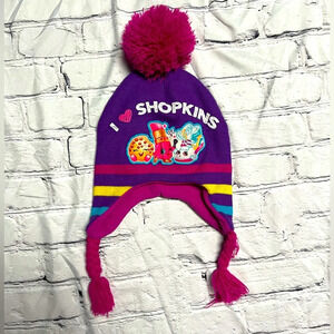 Shopkins I Love Shopkins Purple, Pink, Yellow and Blue Pom Pom Winter Hat